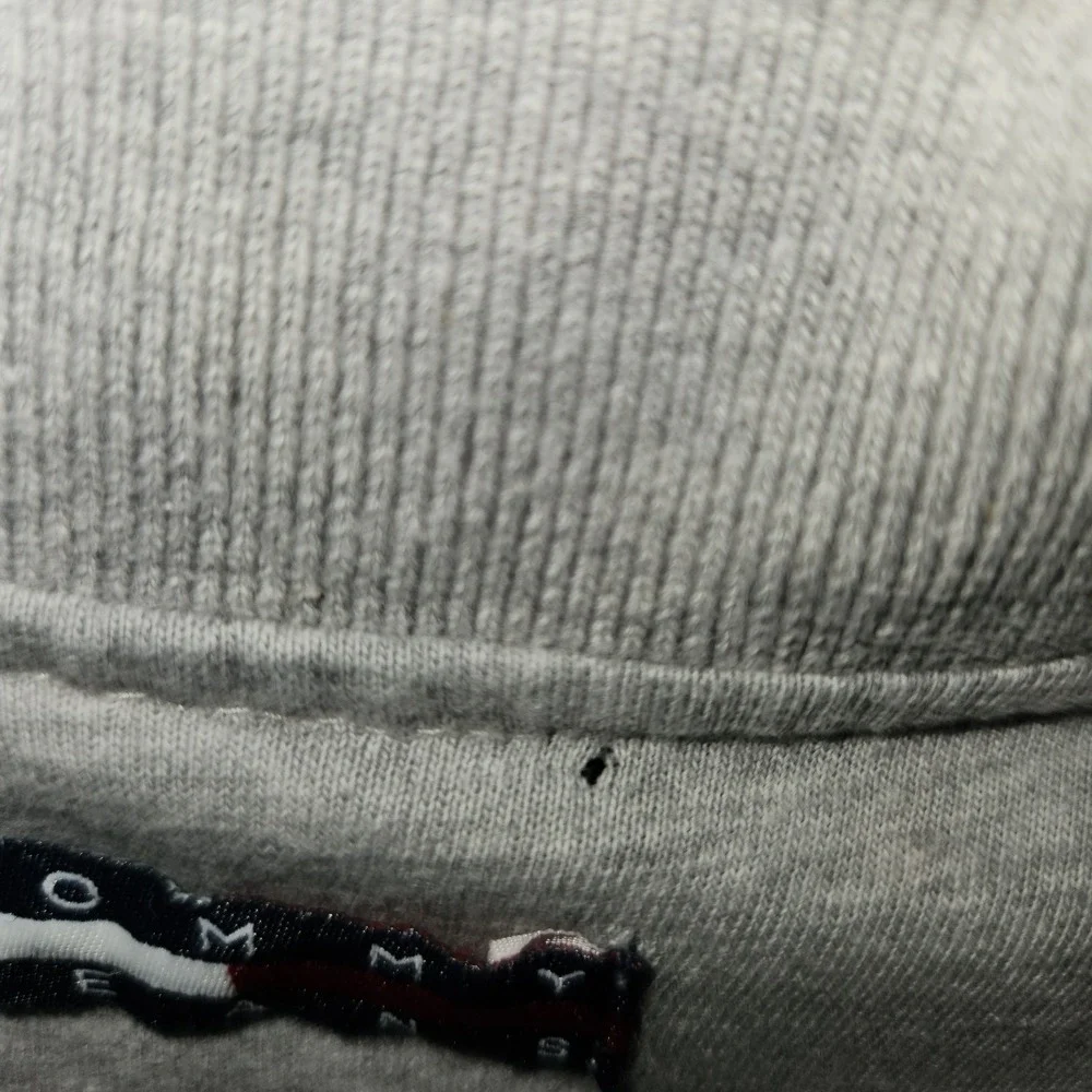 Tommy Hilfiger Gray Logo‎ Short Sleeve 90's Vintage Polo Zip Shirt Men's Size XL